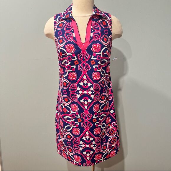 NWT Vineyard Vines Shell Scarf Print Commodore Pink/Blue Tunic Dress Size 4 - Picture 1 of 6